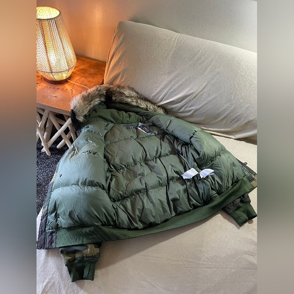 NWT $498 POLO RL RALPH LAUREN Camo Down Filled Bomber Jacket Coat Men’s Medium - Picture 12 of 14